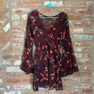 Abercrombie & Fitch Sheer Burgundy dress